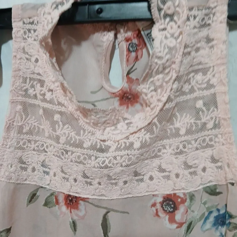 BEAUTEES Girls Pink  Lace Floral Dress Size S